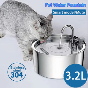 Automatic Stainless Steel Cat Water Fountain - Intelligent Pet Drinking Dispenser