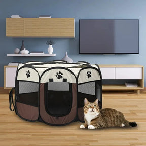 Portable Foldable Pet Tent Kennel - Octagonal Outdoor Shelter