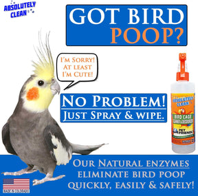 Amazing Bird Cage Cleaner and Deodorizer - Just Spray/Wipe - Safely & Easily Removes Bird Messes Quickly and Easily - Made in the US (4X Concentrate - 16Oz)