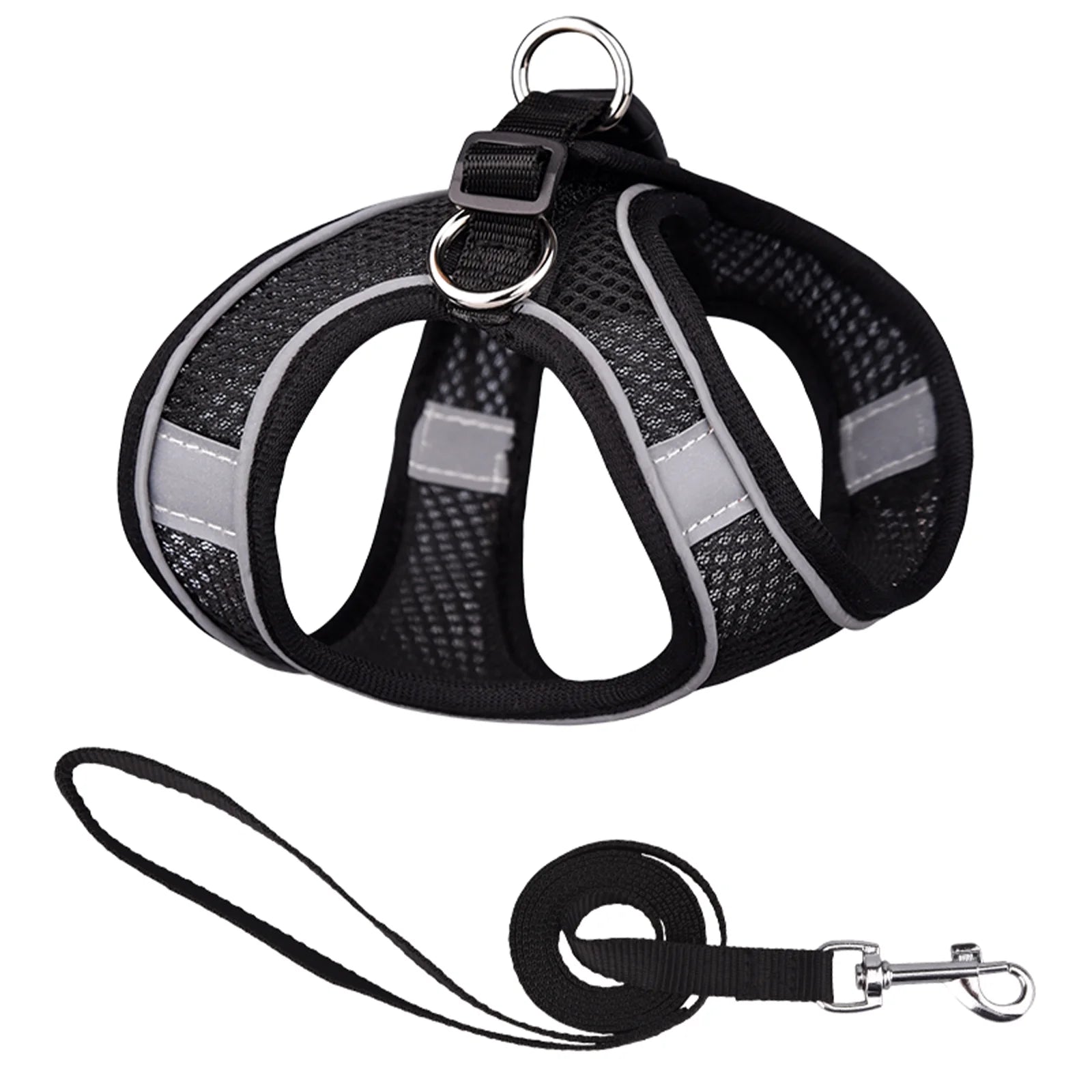 Cat Harness and Leash for Walking, Escape Proof Adjustable Cat Vest Harnesses, Easy Control Breathable Reflective Strips Jacket, Soft Harness for Puppy Small Medium Large Cats, Black(S)