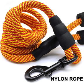 Heavy-Duty Nylon Dog Leash with Soft Padded Handle - Available in Multiple Lengths for Large, Medium, and Small Dogs