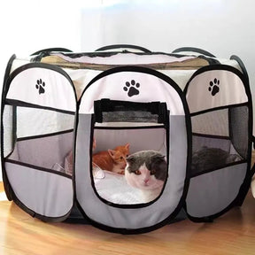 Portable Foldable Pet Tent Kennel - Octagonal Outdoor Shelter