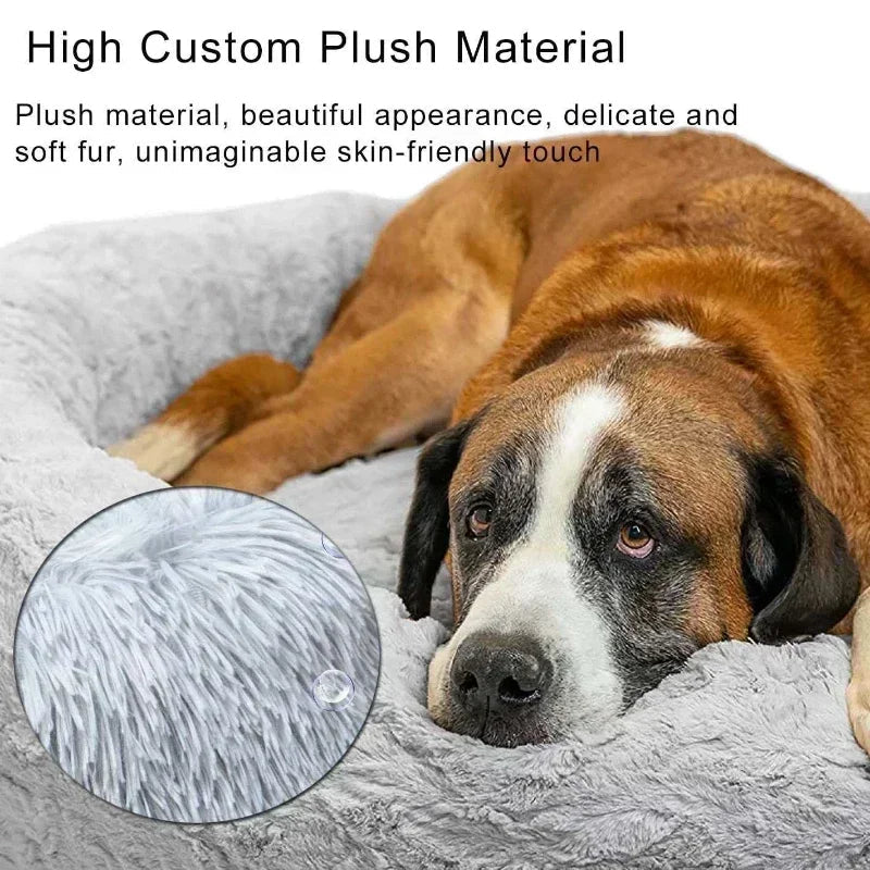 Plush Round Dog Bed - Winter Warm Sponge Pet Mattress and Kennel Supplies