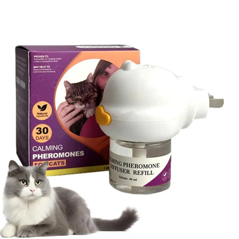 Pheromone Diffuser for Cats Cat Pheromone Plug-In Relaxants Start Kit 30-Day Refill Calming Spray for Calm Relaxing Home Indoor