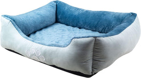 Orthopedic Rectangle Bolster Pet Bed for Dogs, Medium 25x21 Inches, Blue with Orthopedic Insert by