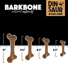 Dinosaur Barkbone - Durable Nylon Dog Bone for Aggressive Chewers, Bacon Flavor, 8.5 Inches