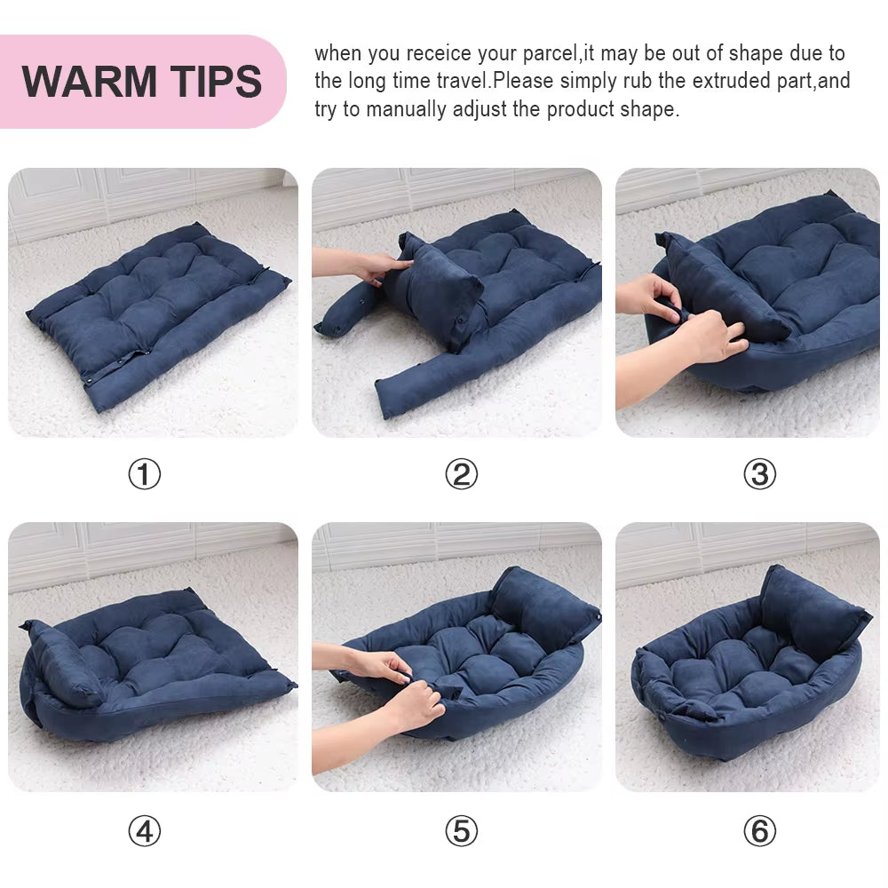 Soft Warm Dog Bed Sofa Winter Pet Sleeping Bed Mat 3 in 1 Puppy Cat Nest Cushion for Small Medium Dogs Cats Kitten Pet Supplies