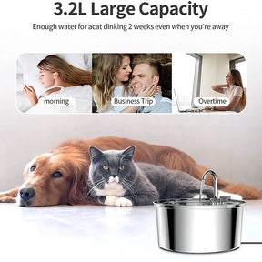 Automatic Stainless Steel Cat Water Fountain - Intelligent Pet Drinking Dispenser