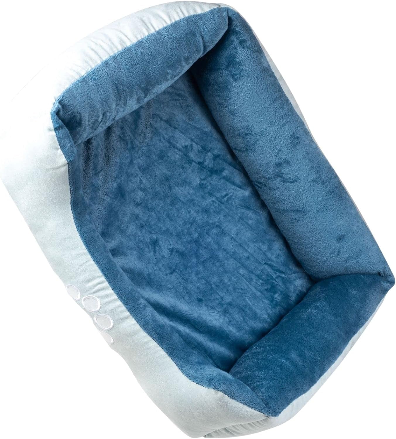 Orthopedic Rectangle Bolster Pet Bed for Dogs, Medium 25x21 Inches, Blue with Orthopedic Insert by