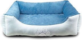 Orthopedic Rectangle Bolster Pet Bed for Dogs, Medium 25x21 Inches, Blue with Orthopedic Insert by