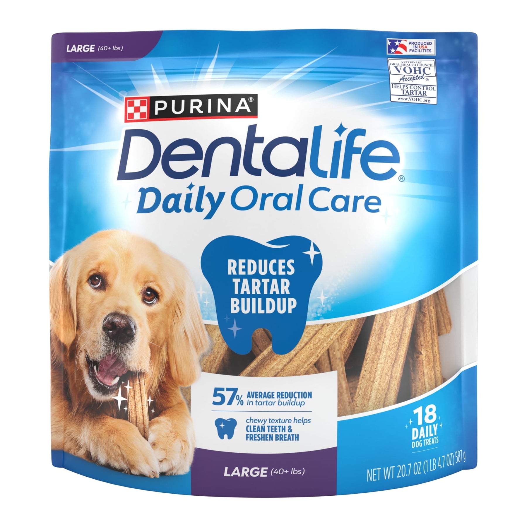 Purina Daily Oral Care Chicken Flavor Large Breed Dog Dental Chews – 20