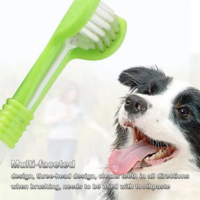 Three Sided Pet Toothbrush Three-Head Pet Toothbrush For Dogs And Cats Oral Cleaning Brush Care Products Tool Wholesale