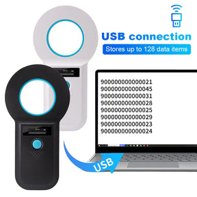 Handheld Animal RFID EMID Reader OLED Display EMID FDX-B(ISO11784/85) Animal Chip Scanner Pet Tag Scanner for Cat Dog Pet Animal