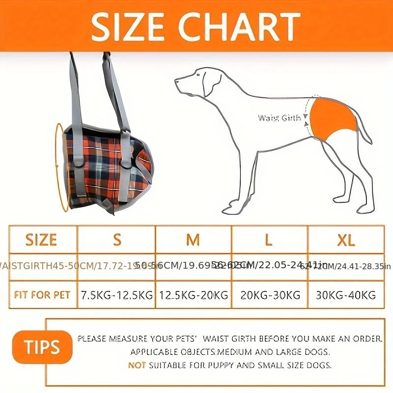 Adjustable Dog Leg Support Sling - Easy-Adjust Design, Retractable Strap, Ventilated Mesh, Supportive Lift Assistance - Senior D