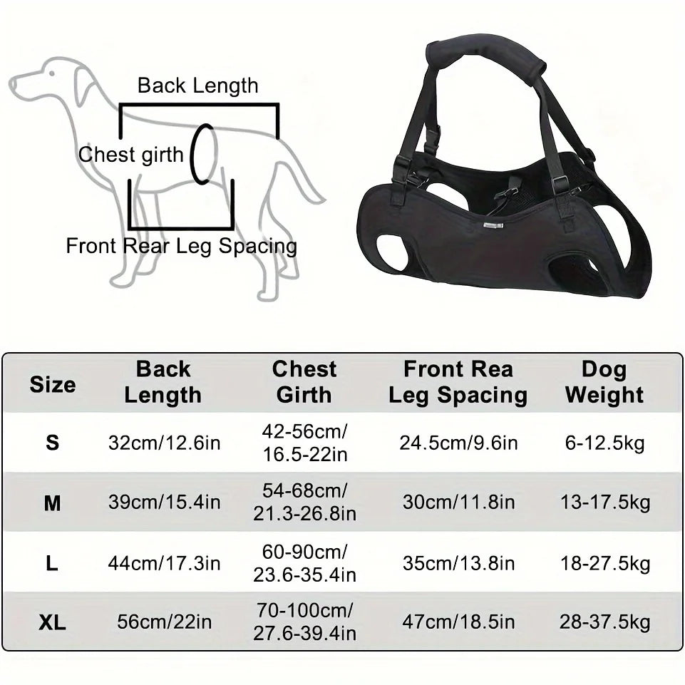 Adjustable Dog Lift Harness Support Sling | Pet Rehabilitation Straps for Old & Disabled Dogs | Padded Breathable Aid for Joint