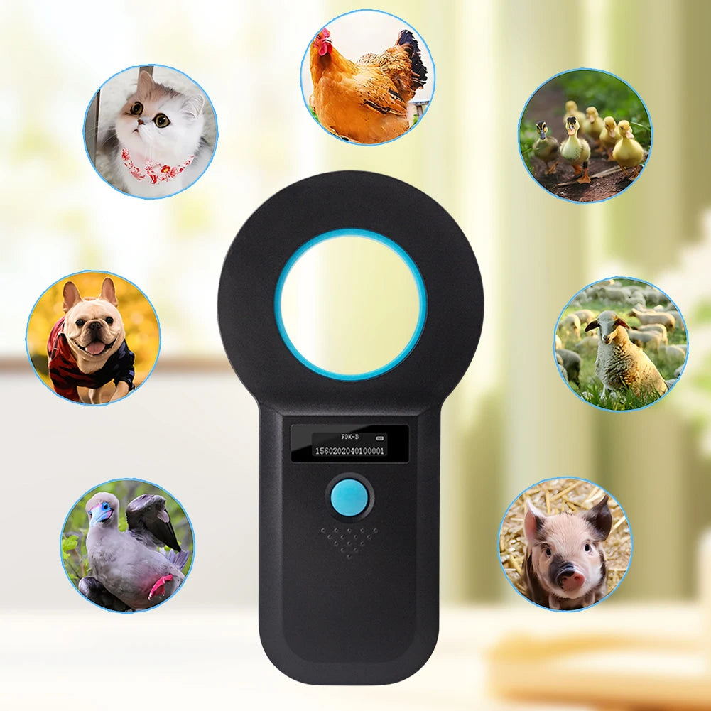 Handheld Animal RFID EMID Reader OLED Display EMID FDX-B(ISO11784/85) Animal Chip Scanner Pet Tag Scanner for Cat Dog Pet Animal