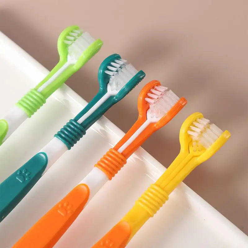 Three Sided Pet Toothbrush Three-Head Pet Toothbrush For Dogs And Cats Oral Cleaning Brush Care Products Tool Wholesale