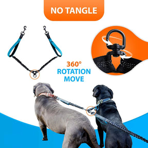 Benepaw Strong Hands Free Double Dog Leash Reflective Comfortable No Tangle Padded Handle Dual Pet Lead For Medium Large Dogs