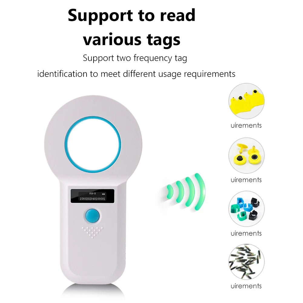 Handheld Animal RFID EMID Reader OLED Display EMID FDX-B(ISO11784/85) Animal Chip Scanner Pet Tag Scanner for Cat Dog Pet Animal