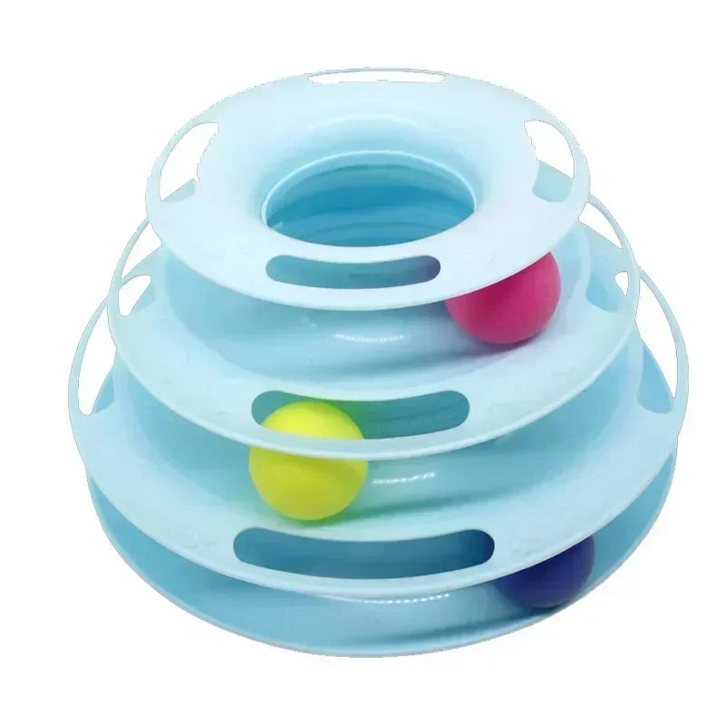 Interactive Tower Cat Toy Turntable Roller Balls Toys for Cats Kitten Teaser Puzzle Track Toy Pets Training Supplies Accessories