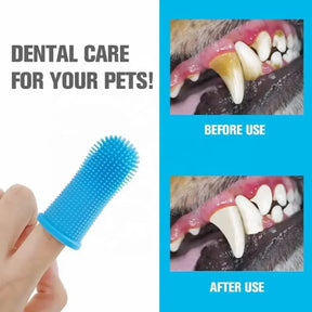 Silicone Dog Toothbrush Cleaning Tooth Ergonomic Dog Finger Brush with Surround Bristles