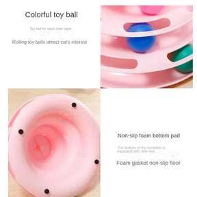 Interactive Tower Cat Toy Turntable Roller Balls Toys for Cats Kitten Teaser Puzzle Track Toy Pets Training Supplies Accessories