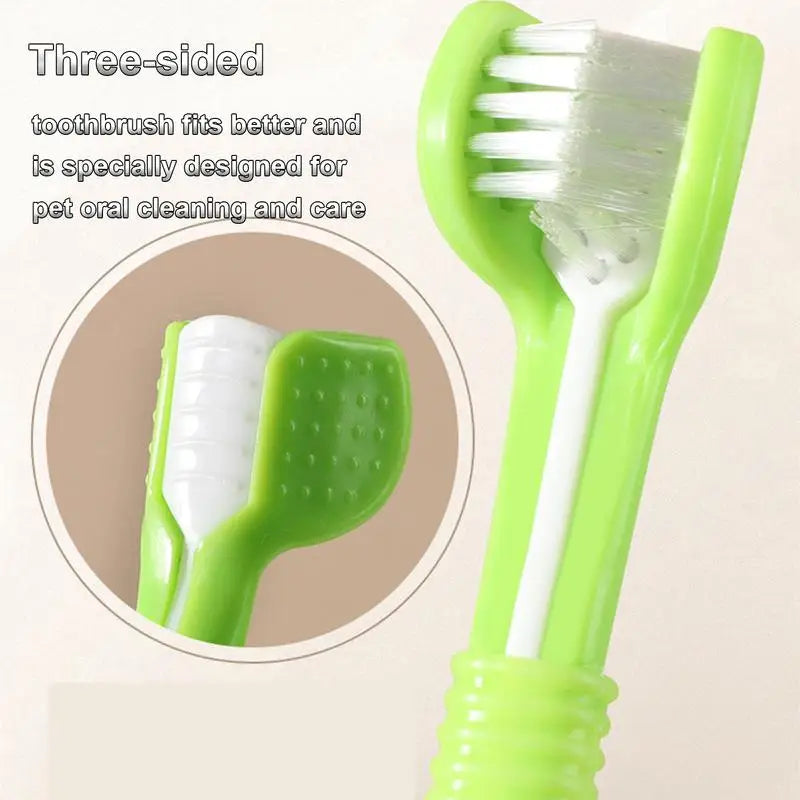 Three Sided Pet Toothbrush Three-Head Pet Toothbrush For Dogs And Cats Oral Cleaning Brush Care Products Tool Wholesale