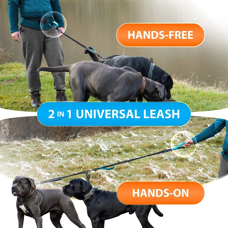 Benepaw Strong Hands Free Double Dog Leash Reflective Comfortable No Tangle Padded Handle Dual Pet Lead For Medium Large Dogs