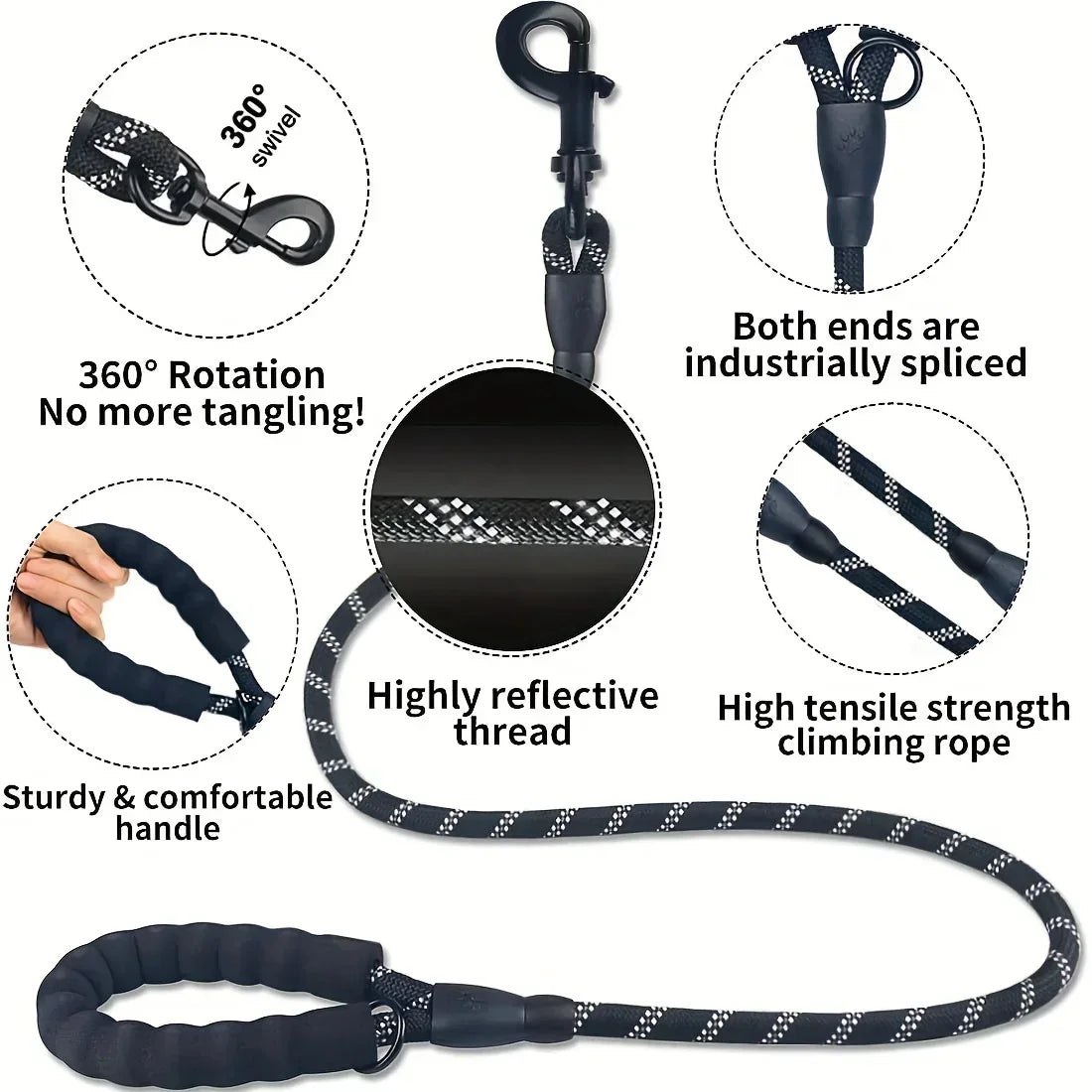 120/150/200/300cm Strong Dog Leash Pet Leashes Reflective Leash for Small Medium Large Dog Leash Drag Pull Tow Golden Retriever