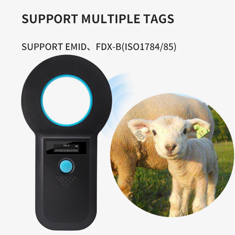 Handheld Animal RFID EMID Reader OLED Display EMID FDX-B(ISO11784/85) Animal Chip Scanner Pet Tag Scanner for Cat Dog Pet Animal