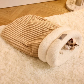 Cat Sleeping Bag Warm Funny Tunnel Cat Nest Soft Plush Cat Sack for 5-8kg Cat Accessories