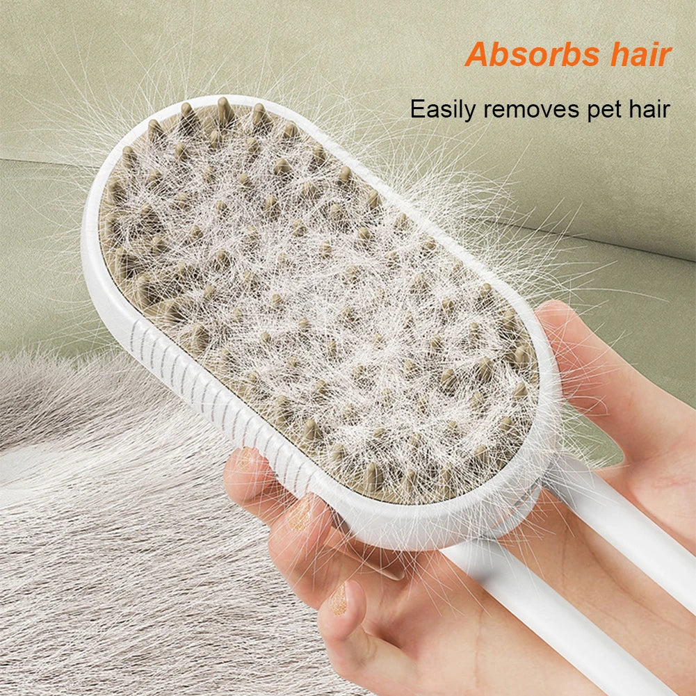 3-in-1 Dog Hair Brush Cat Hair Brush Electric Pet Cleaning Brush Steam Spray Brush Massage Hair Removal Comb Anti Flying Brush