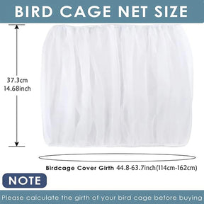 Adjustable Bird Cage Net Cover Birdcage Seed Feather Catcher Soft Skirt Guard Birdcage Nylon Mesh Netting for Round Square Cages