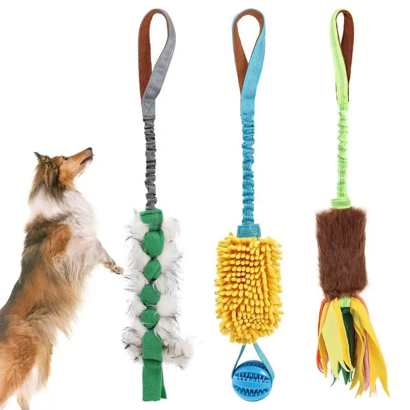 Dog Toy Rope Fun Squeaky Dog Chew Toys Pet Supplies Puppy Rope Toy with Elastic Drawstring Interactive Puppy Teething Toy for