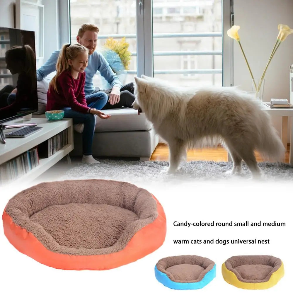 Super Soft Pet Bed Kennel Dog Round Cat Winter Warm Sleeping Bag Long Plush Puppy Cushion Mat Portable Cat Supplies 35/46 / 68cm