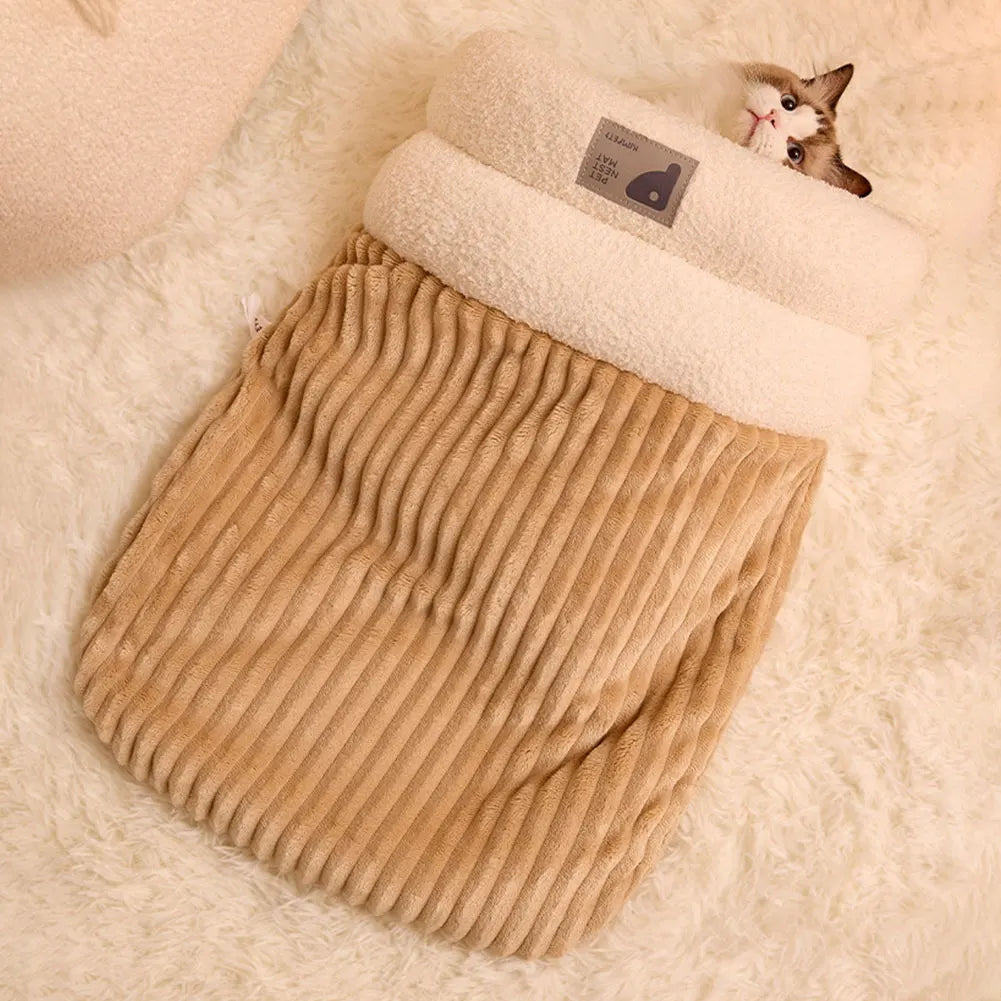 Cat Sleeping Bag Warm Funny Tunnel Cat Nest Soft Plush Cat Sack for 5-8kg Cat Accessories