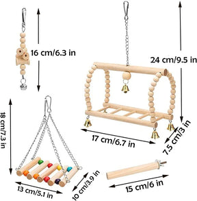 8 Pack Extra Large Bird Toys for Parakeet Toys for Bird Cage Accessories Parakeets Swing Chewing Toys,  Wooden Bird Toys for Cage Parrots Toys, Bird Training Toys, Parrot Hanging Swing