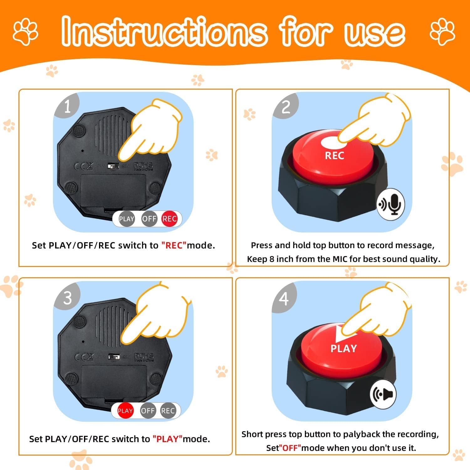 4 Recordable Communication Buttons