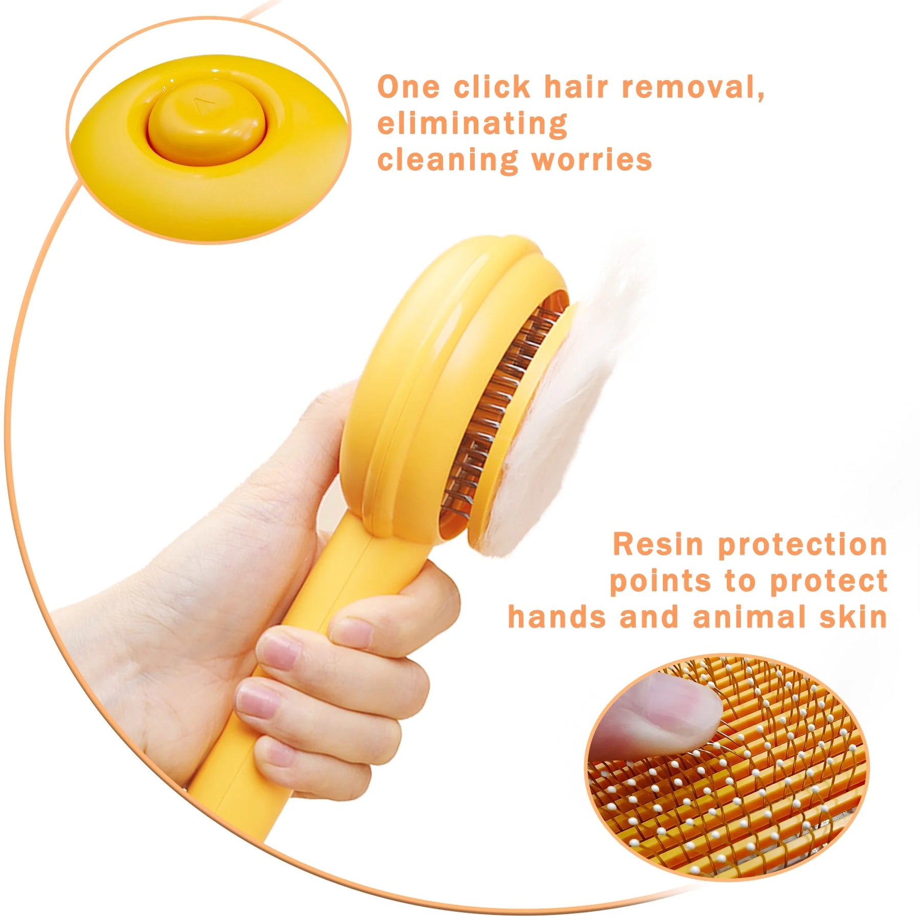 Cat Brushes for Indoor Cats - Pet Self Cleaning Slicker Brush Removes Deep Waste Hair - Cats Dogs Resin Protected Massage Comb(Yellow)