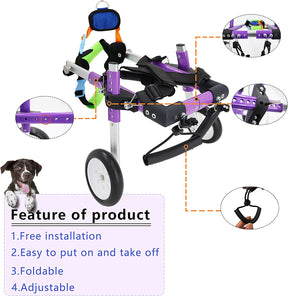 Adjustable Dog Wheelchair for Rear Leg Support - Pet Mobility Aid for Dogs with Hind Leg Disabilities (XS-A)