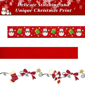 Adjustable Christmas Dog Collar with Antler Bow Tie and Snowman Design for Medium Dogs