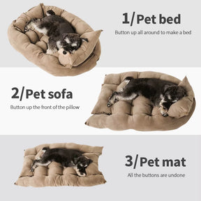 Soft Warm Dog Bed Sofa Winter Pet Sleeping Bed Mat 3 in 1 Puppy Cat Nest Cushion for Small Medium Dogs Cats Kitten Pet Supplies