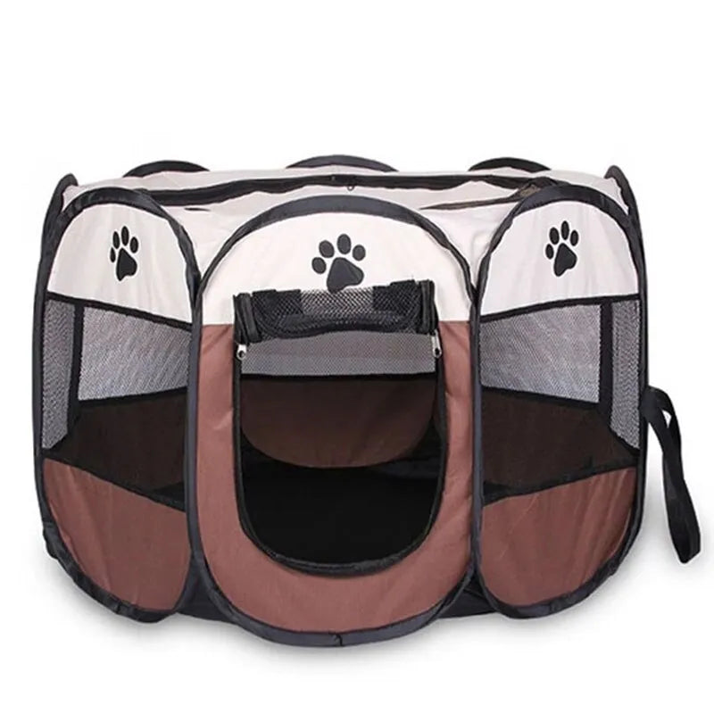 Portable Foldable Pet Tent Kennel - Octagonal Outdoor Shelter