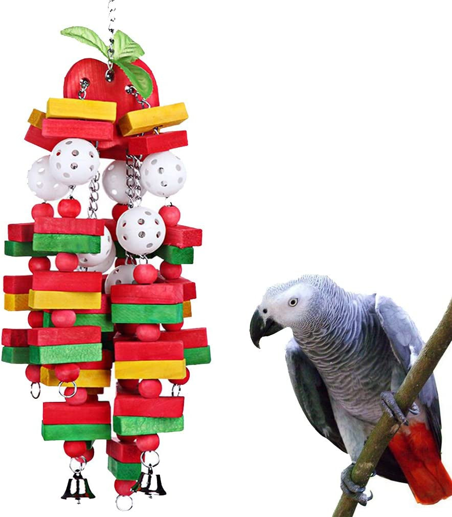 Premium Chewing Toy for Large and Medium Parrots - Ideal for African Grey, Macaws, Cockatoos, Eclectus, and Amazon Birds (Apple - 22 Inch)