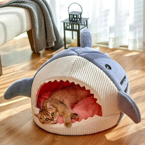 Premium Plush Shark-Shaped Pet Bed