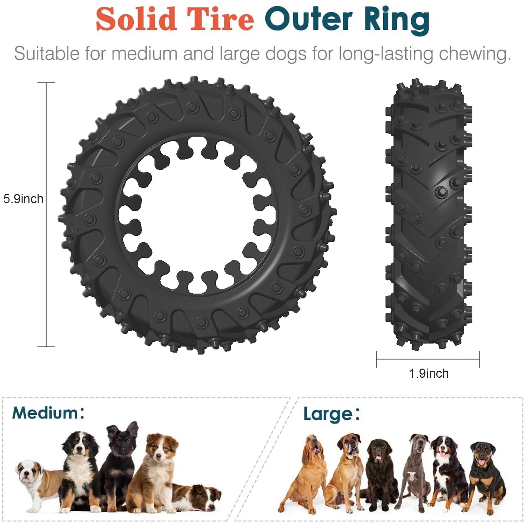 Tough Dog Toys for Aggressive Chewers Large Breed,Rubber Tire Dog Toy for Teething, Indestructible Dog Toys,Durable Dog Chew Toys for Aggressive Chewers,Puppy,Small, Medium